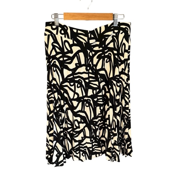 J.Crew Abstract Brushstroke Pleated Skirt | Black/White | | Size 12 - Picture 1 of 5